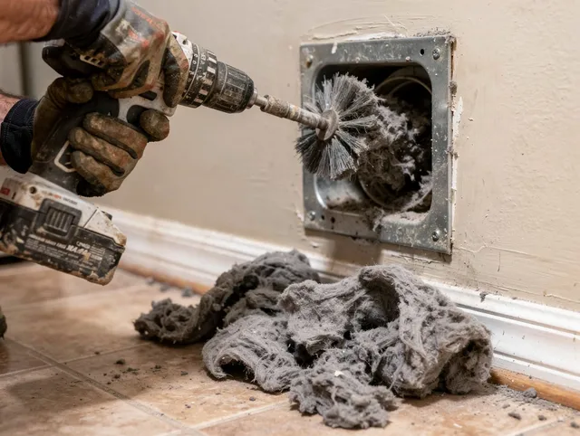 Certified South El Monte Dryer Vent Cleaning technician performing dryer vent cleaning in South El Monte