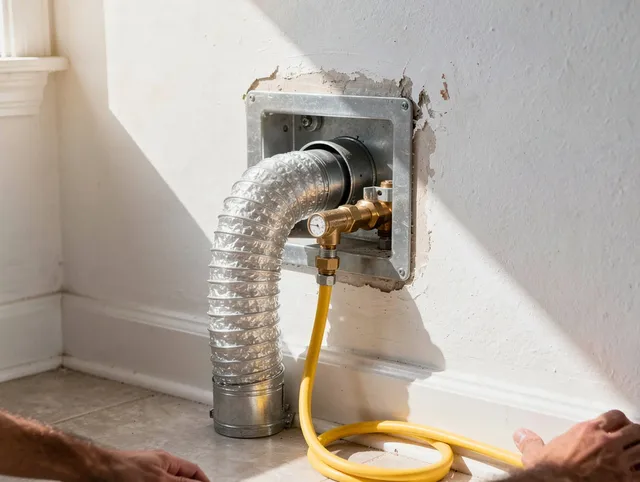 South El Monte Dryer Vent Cleaning certified technician performing specialized gas dryer vent cleaning in South El Monte